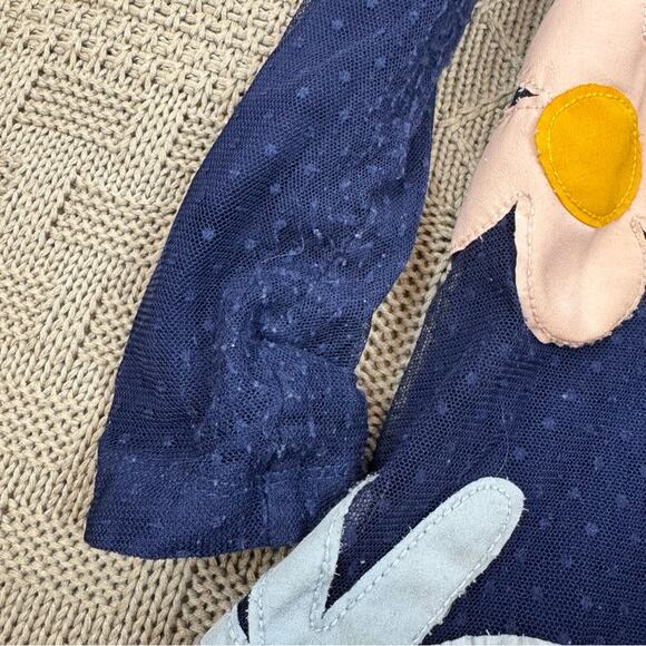 Hanna Andersson Blue Tulle Dress with Colorful Floral Appliqué 4 - Picture 2 of 13